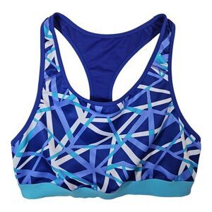 Old Navy Active Blue & Aqua Racer Back Sports Bra - Size L